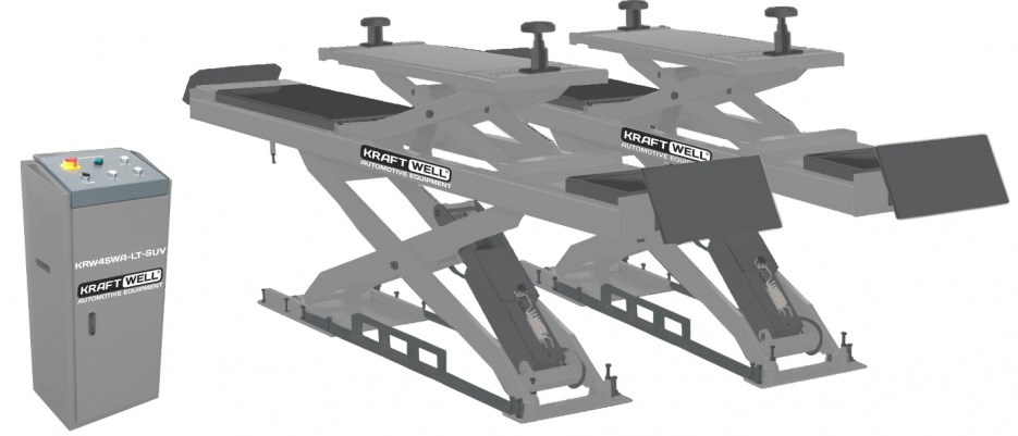 Ножничный заглубляемый подъемник KraftWell KRW45WA-LT-SUV с платформами для сход-развала с подъемником второго уровня (для SUV), г/п 4,5 т